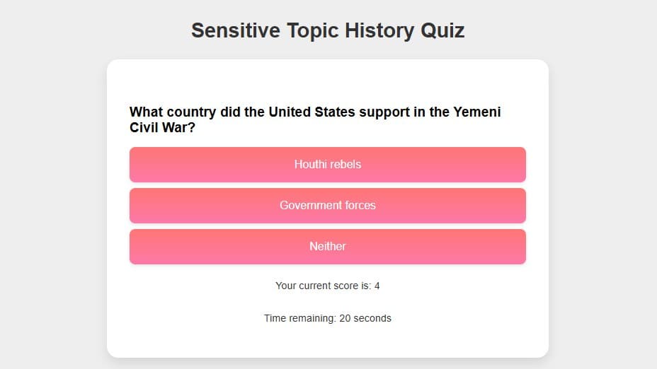 Sensitive Topic History Quiz