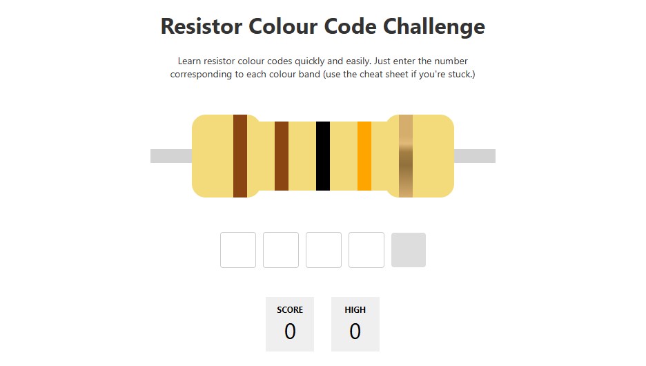 Resistor Colour Code Challenge