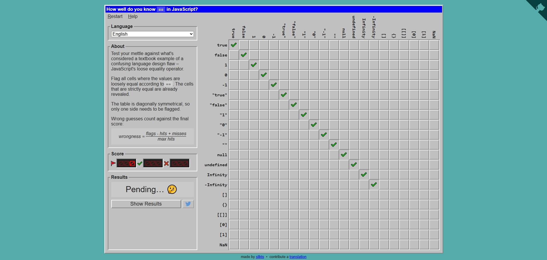 JS Equality Game
