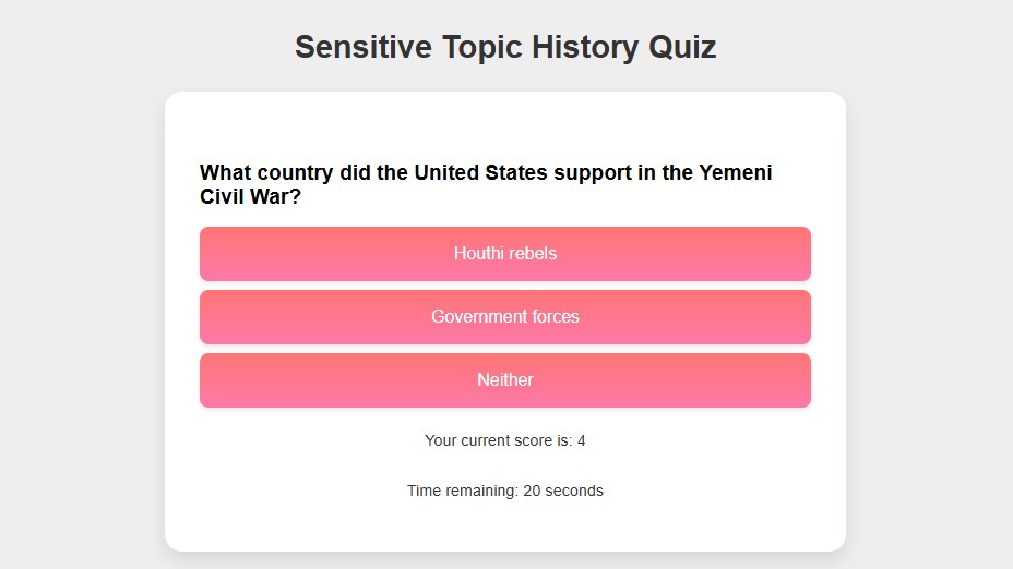 Sensitive Topic History Quiz